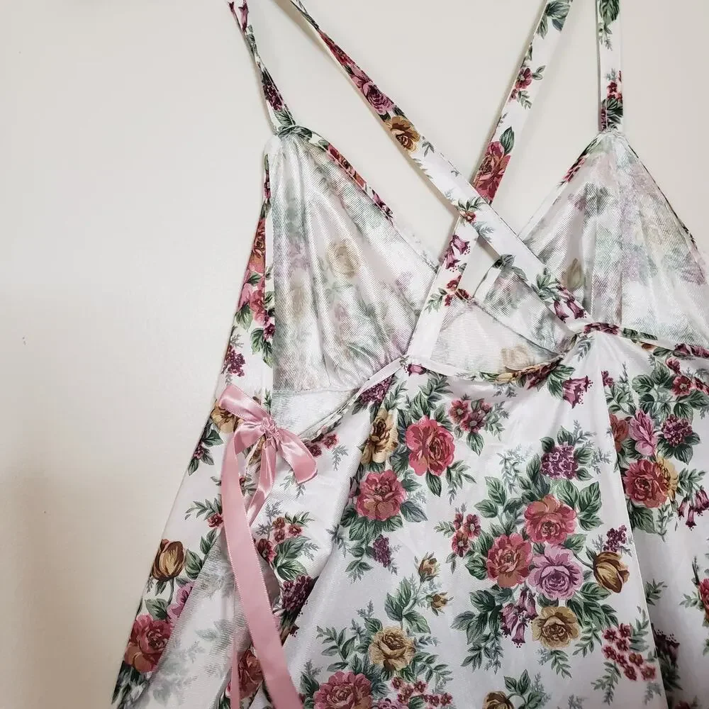Vintage Romantic Floral Lingerie Chemise & Panties Set